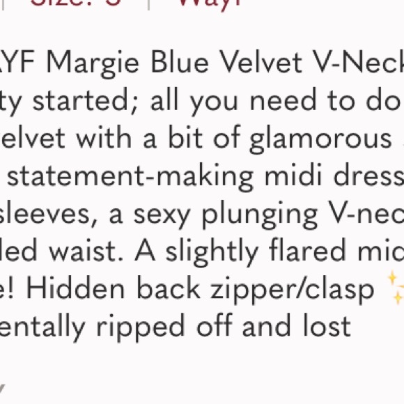 ❤️Lulus WAYF Margie Blue Velvet V Neck Midi Dress - Picture 6 of 6